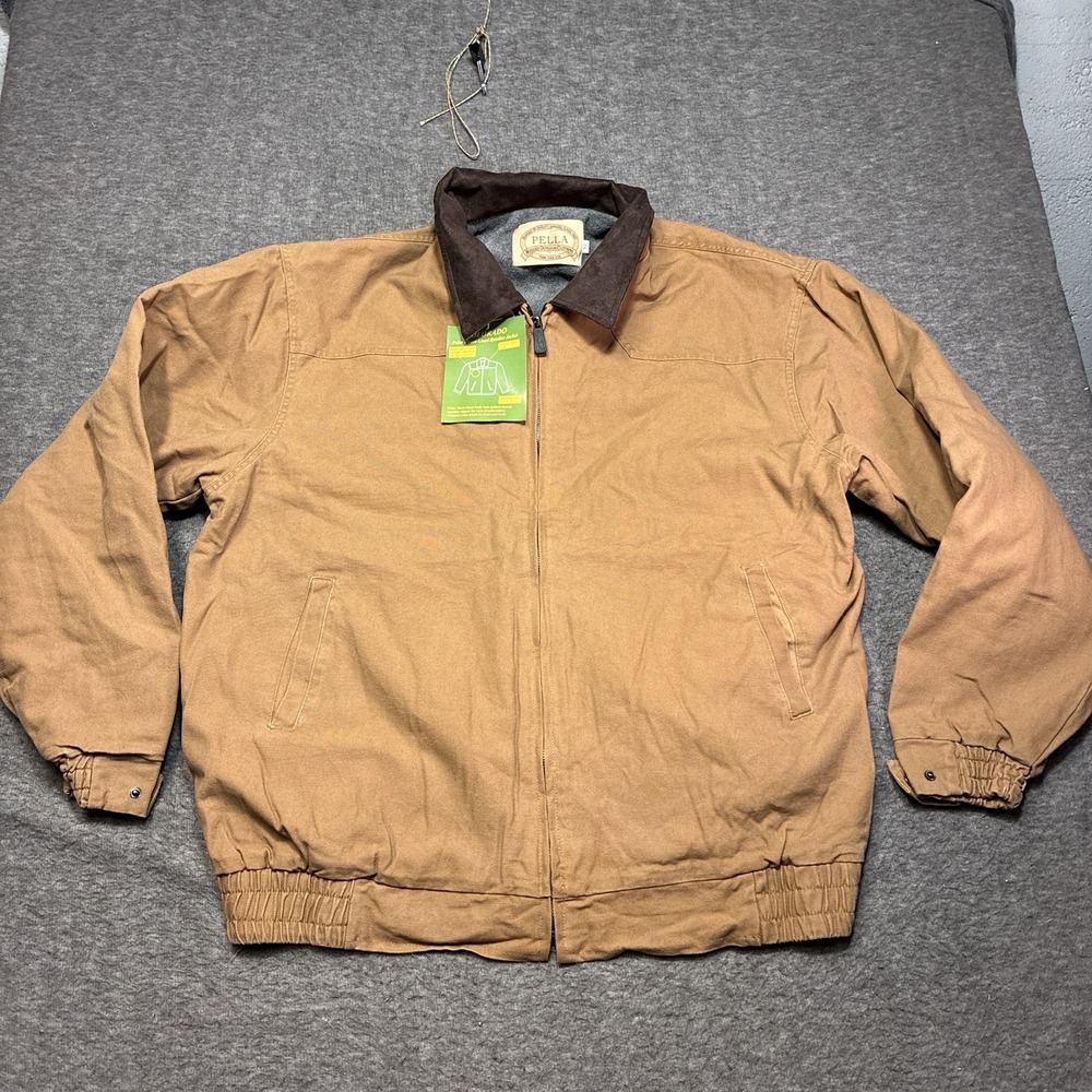 Pella Colorado Duck Canvas Jacket‎ Fleece Lined Men XL Brown Durable Warm New